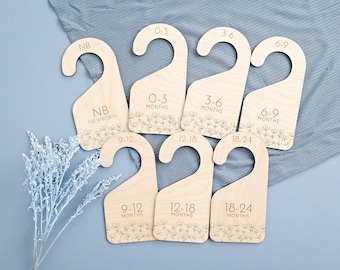 Nursery Closet Dividers | Baby Clothes Dividers | Floral Closet Dividers | Baby Shower Gift Ideas |  Wooden Baby Gifts | Nursery Organizing
