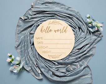 Hello World Sign | Birth Stats Sign | Baby Name Announcement | Hospital Name Sign | Baby Name Sign | Newborn Announcement Sign