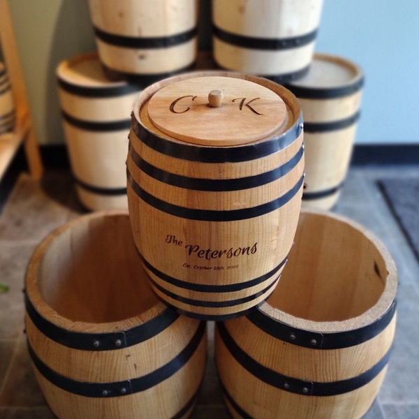 Wood Barrel Card Boxes for Wedding Receptions and Parties - 3 sizes available!