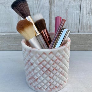 White and rose gold flake resin trinket jar (no lid) , candy jar, makeup brush jar, pen holder