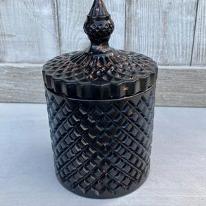 Black and rose gold flake resin trinket jar, candy jar, makeup brush jar, pen holder