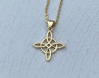 Celtic knot gold-plated pendant with necklace
