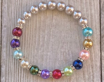 Customizable Birthstone glass pearl bracelet for Mother’s Day, mothers, grandmothers, family, couples, etc