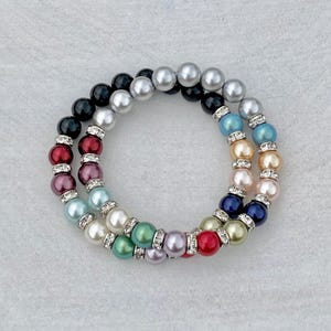 Free shipping, No upcharging, Premium crystal pearl beads, customized birthstone bracelet for mothers, grandmothers, family, grandchildren