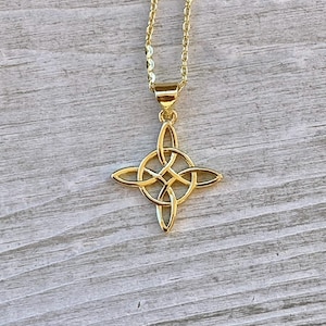 4-point celtic knot gold-plated pendant with necklace