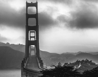 Golden Gate Bridge Print: San Francisco B&W Photo
