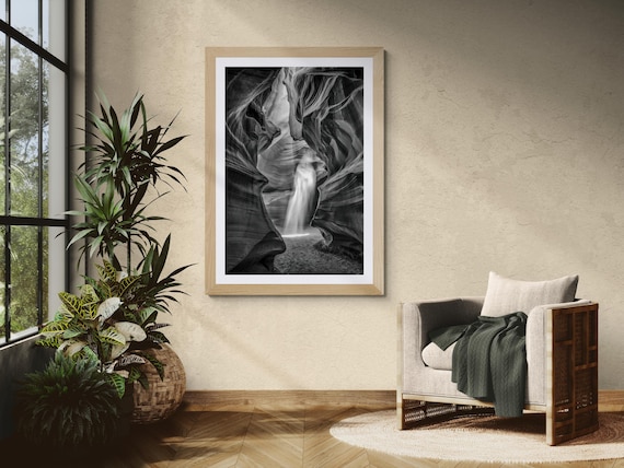 Antelope Canyon Black and White Photo Print: Arizona Slot Canyon