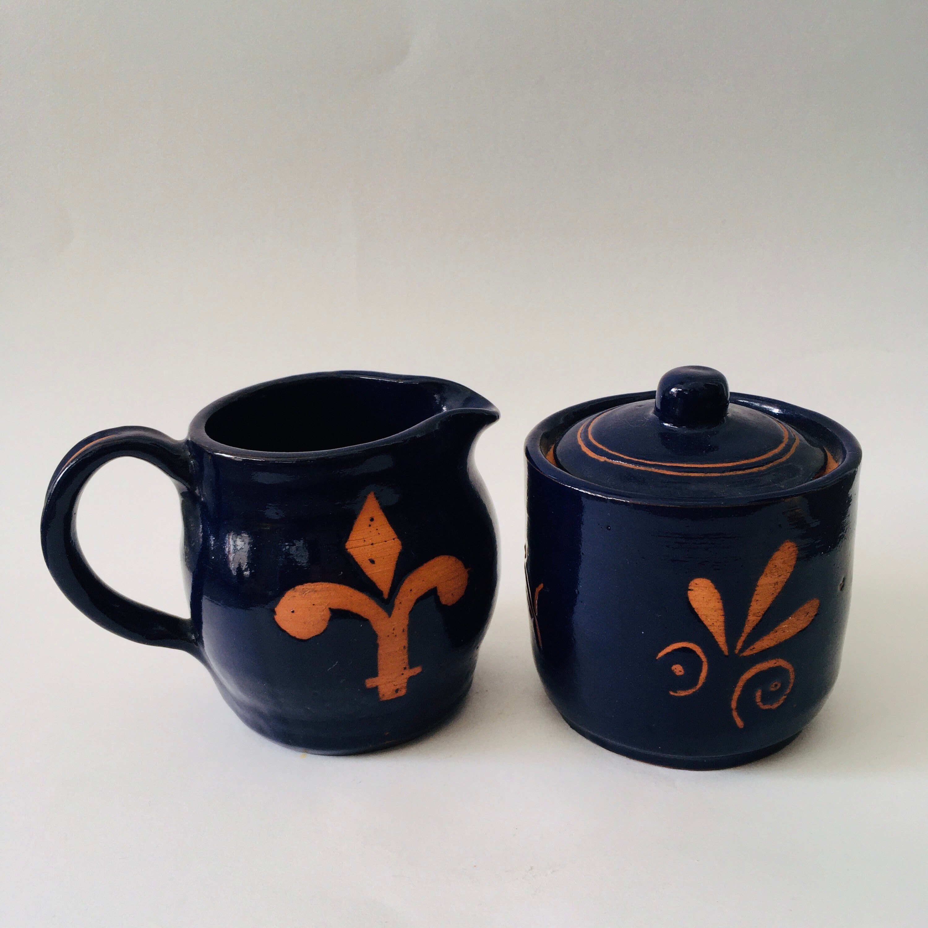 90s Navy Sugar Bowl & Creamer Etsy Ireland