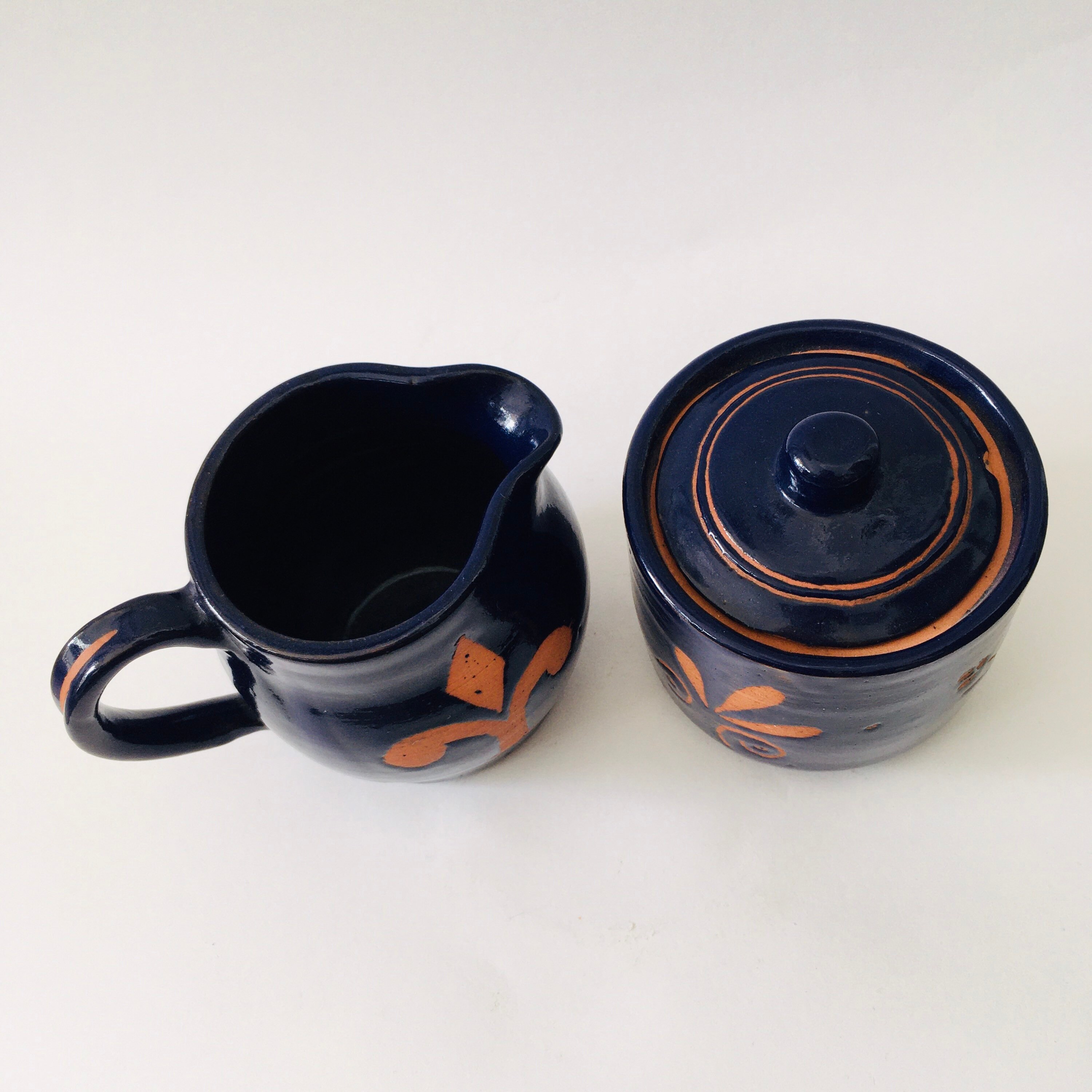 90s Navy Sugar Bowl & Creamer Etsy Ireland