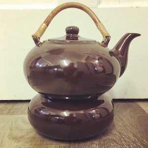 SALE Brown teapot with heated stand