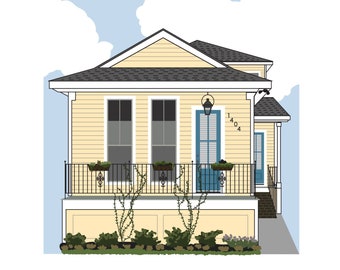 Custom House Portrait. Personalized, Digitally Hand-Drawn Illustration. Housewarming Gift. Digital High Resolution Download