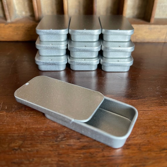 Ten Rectangular Aluminium Tins With Sliding Lid. 4 Sizes Available
