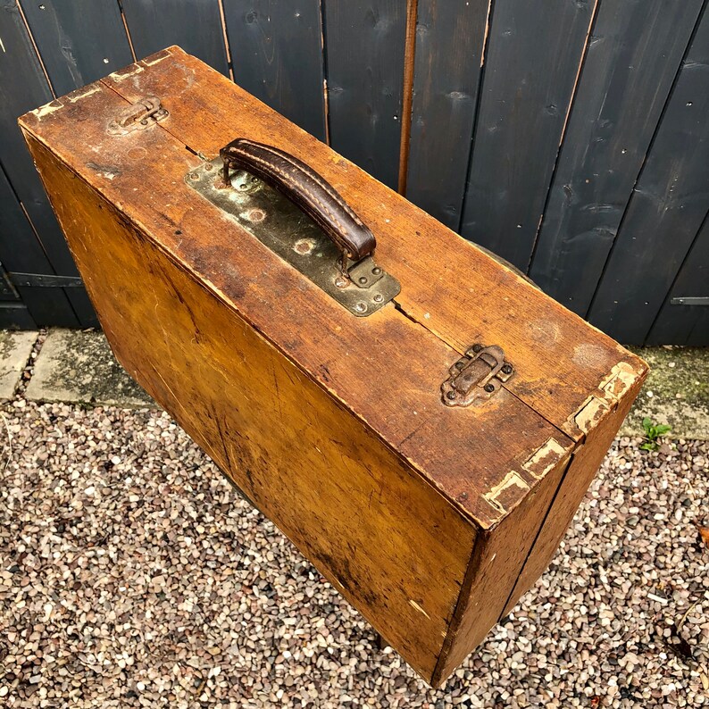 Vintage wooden toolbox. Suitcase style with compartments Etsy