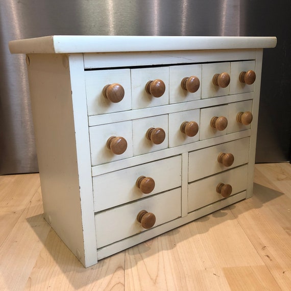 Vintage Flatpack White Merchants Chest Spice Cabinet Drawers Etsy