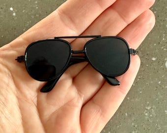 Miniature doll black aviator sunglasses. Choose your size, 60mm or 85mm