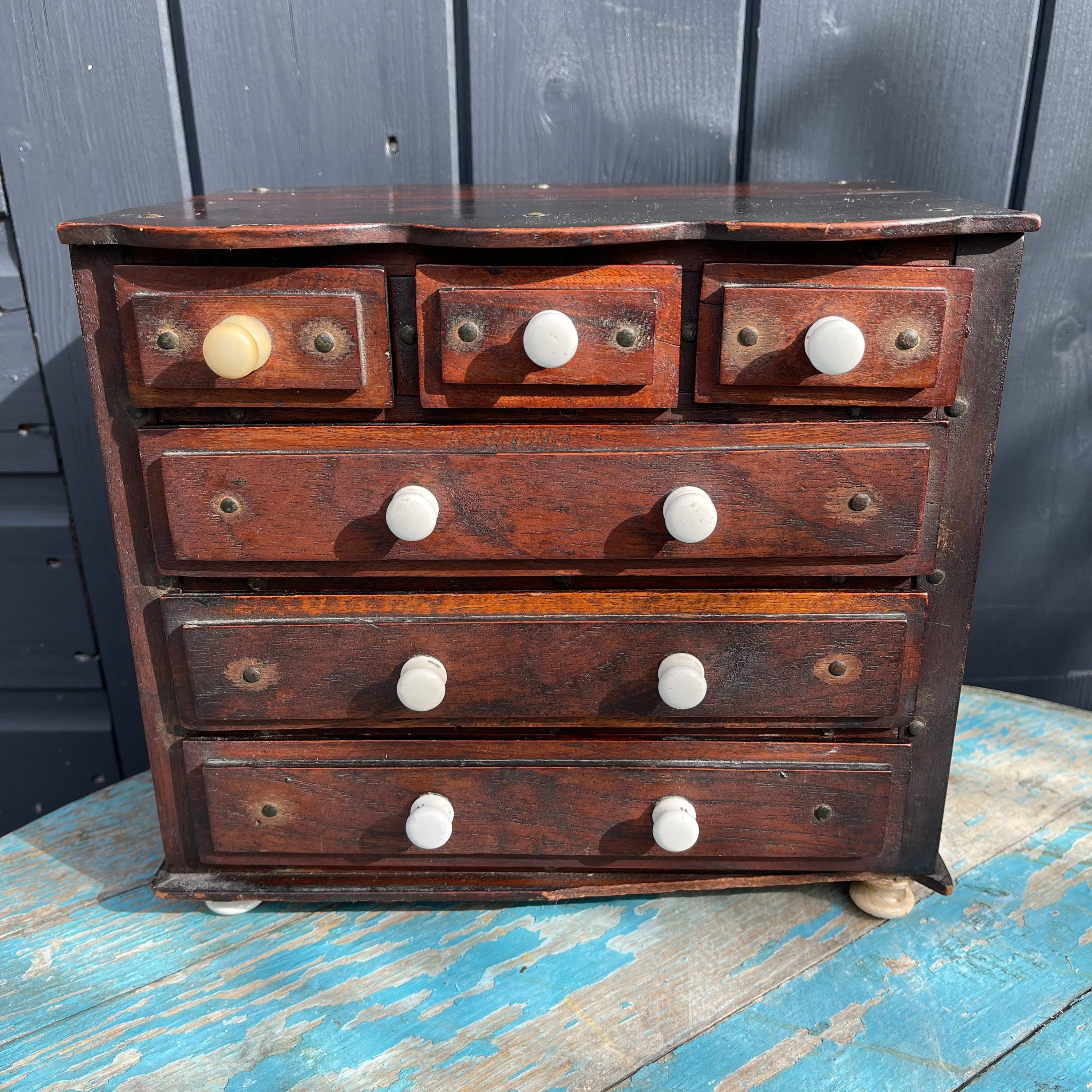 Vintage Sewing Cabinet With Wooden Drawers Organizer for Pins