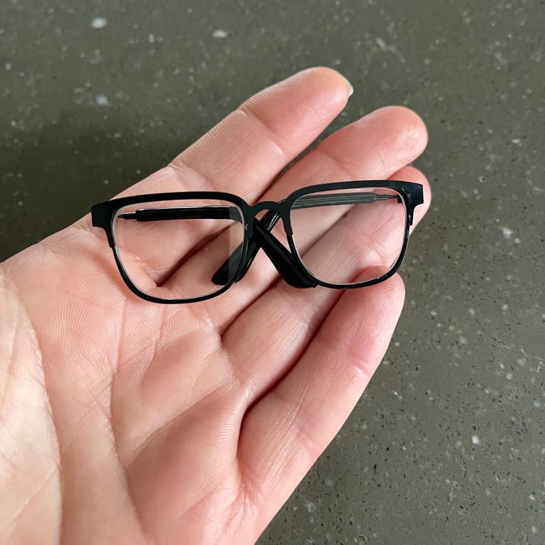 Miniature Doll, Bear Wireframe Glasses. 9cm or 7cm. Choose Your Style ...