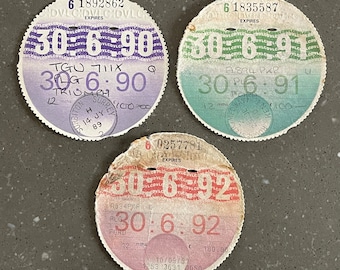 Original vintage June UK road tax disc. May. Choose your year. 1990, 1991 or 1992.