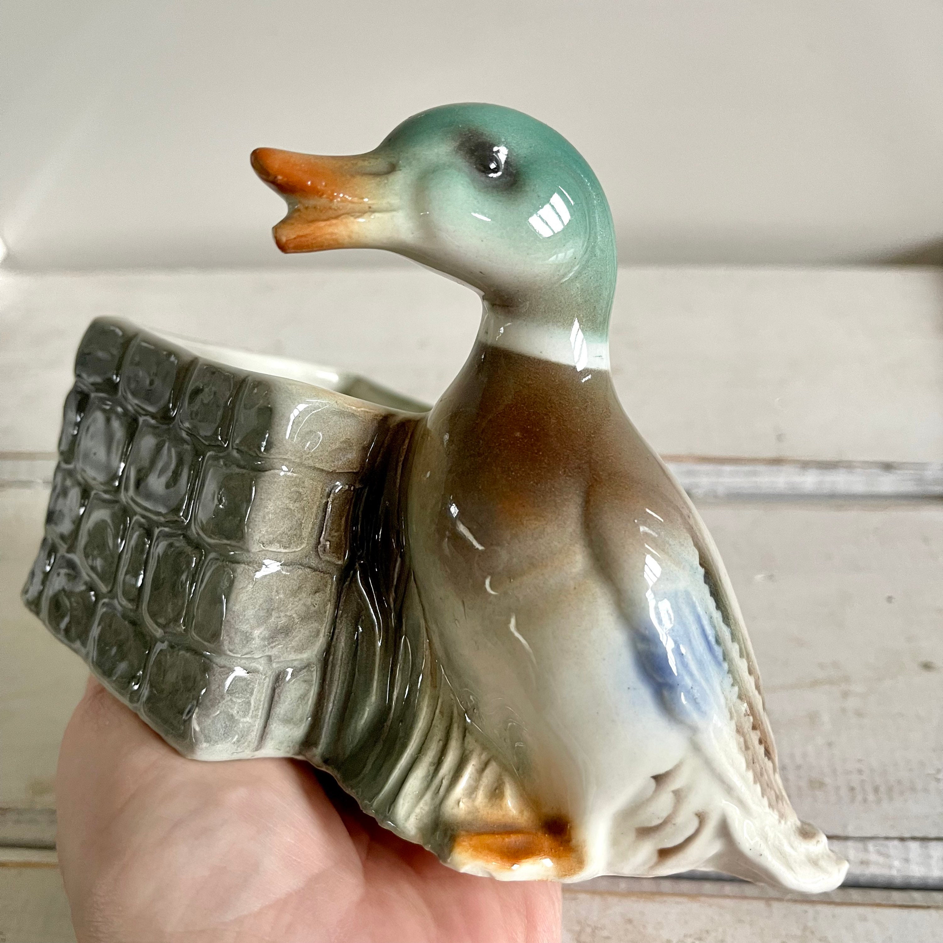 Kitsch Vintage English Ceramic Vase With 3D Mallard Duck Etsy