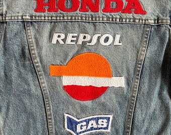 Women's Repsol Honda Gas Denim Jacket. Size Small. UK 8-10