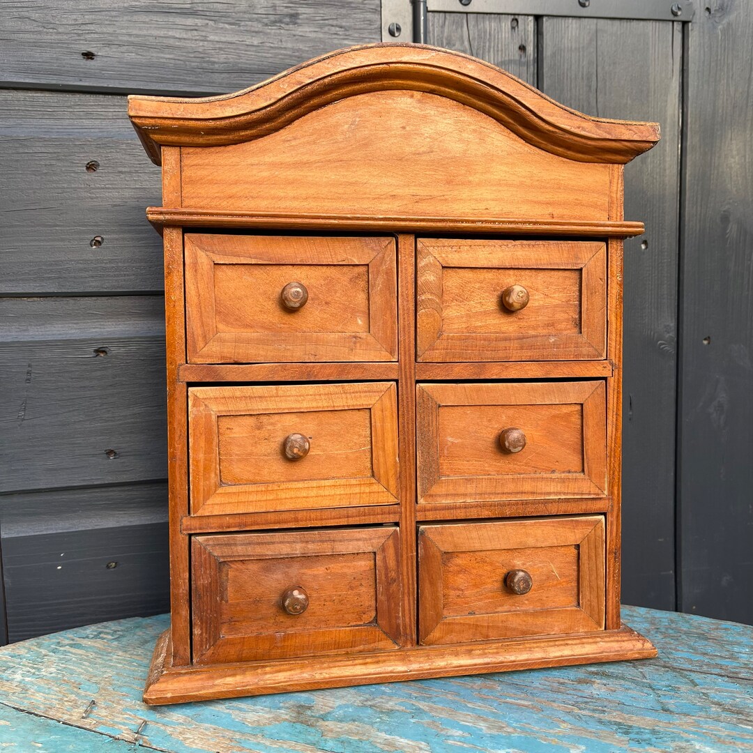 Small Vintage Wooden Apothecary Spice With 6 Drawers Etsy