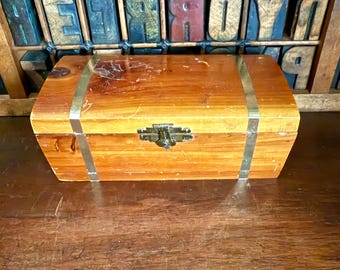 Pirate Treasure Chest Wooden Box With Lock - Vintage Decorative Storage