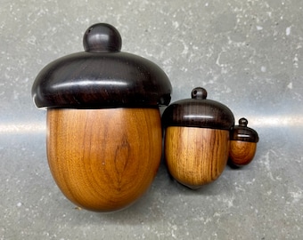 Sandalwood nut, acorn with secret compartment. Three sizes available