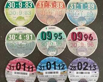 Vintage British Repro Replica Car Tax Discs 1947 1953 1954 1956 For
