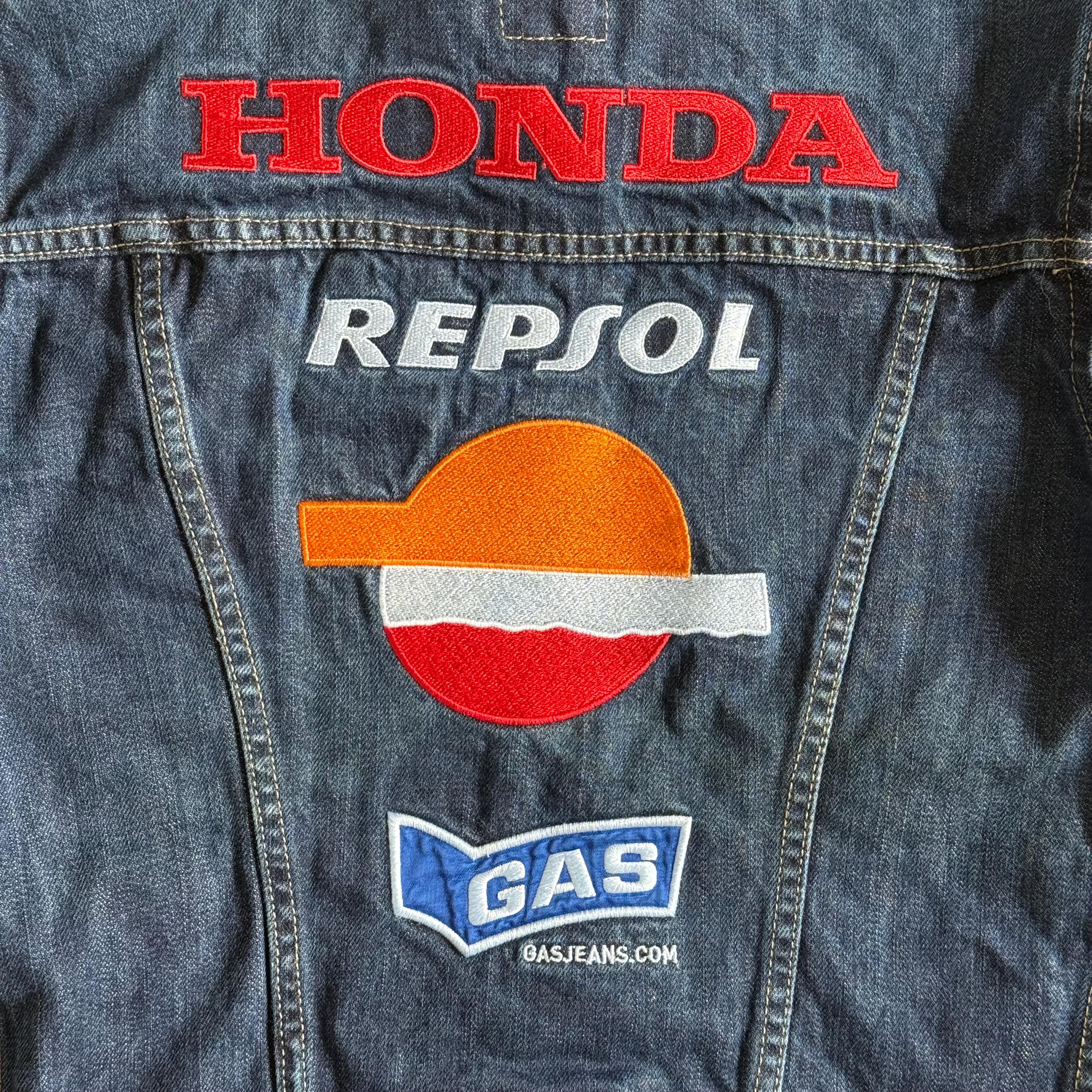 レプソル・ホンダ・ガスのレディースデニムジャケット。サイズS。UK8