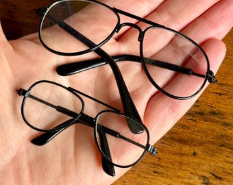 Miniature doll black aviator sunglasses. Choose your size