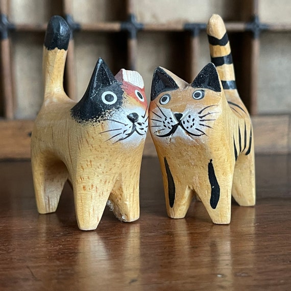 立体・オブジェ Winter journey - vintage cats ver.2 Vintage Japanese Porcelain Two Cats Figurine, Glass Blue