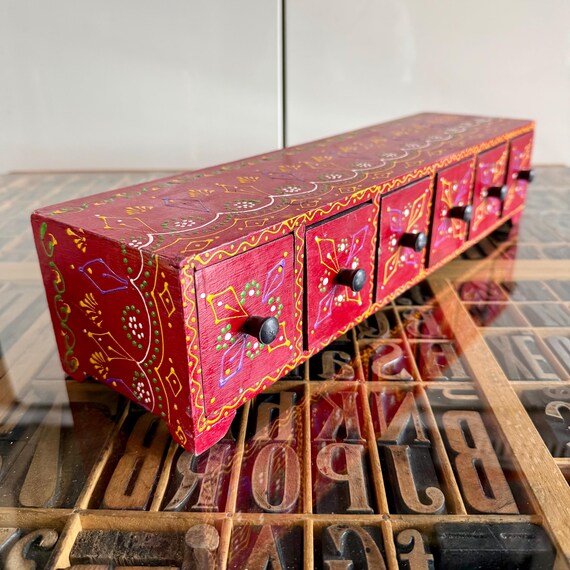 Decorative Indian tabletop drawers with hand painted design