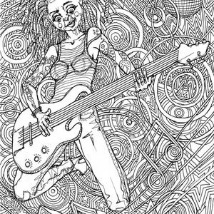 Digital download, printable wall art. ‘Rock & Roll’ hand drawn ink illustration