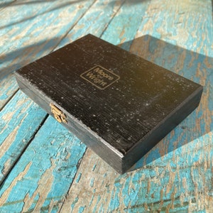 Small vintage Moore and Wright wooden toolbox for parts or small components