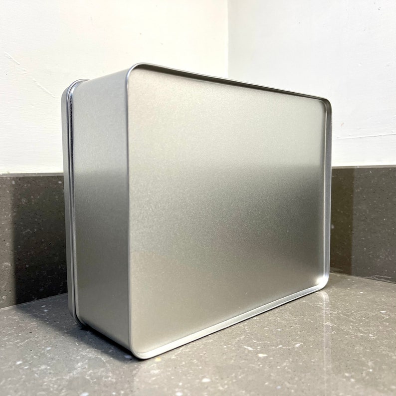 Super large rectangular metal tin with hinged window lid 1400ml