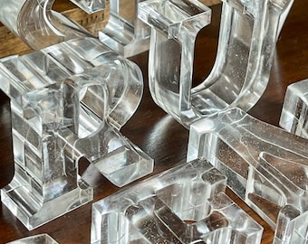 Large handmade clear resin letters, initial, alphabet. Glass effect