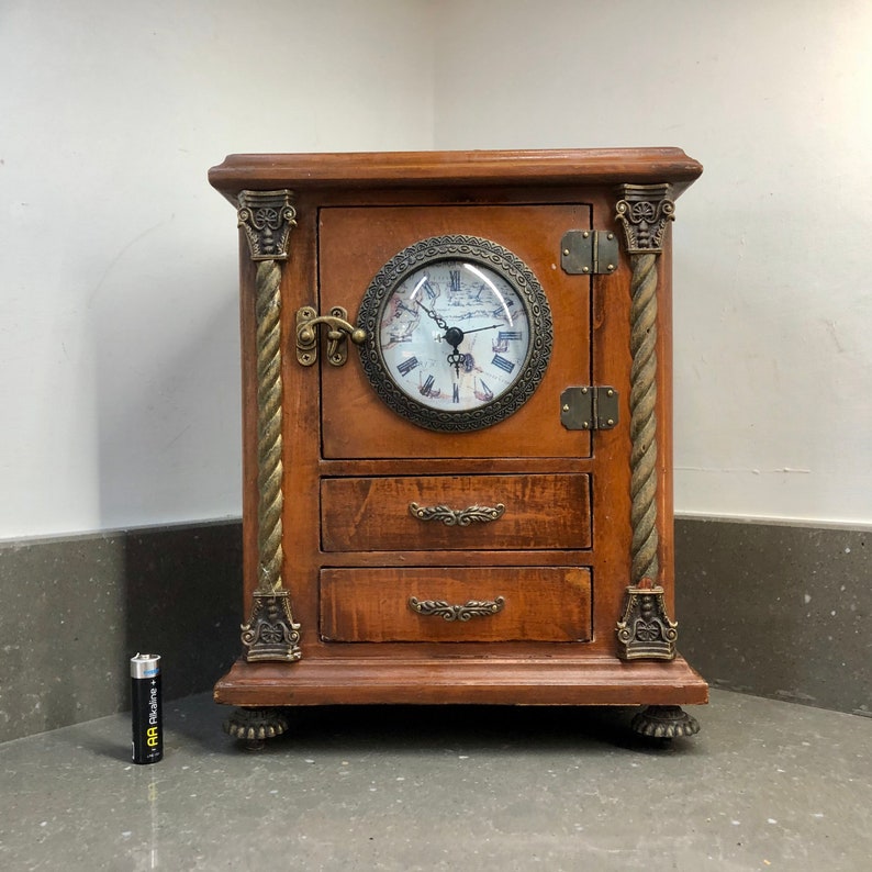 Vintage mantle clock with secret drawers. Etsy