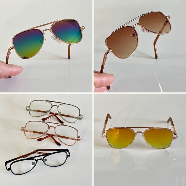 Lunettes de soleil et lunettes aviateur pour poupée à monture métallique. Échelle 1:2, 6 styles au choix