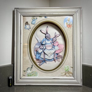 3D Paper Bunny Picture: Shabby Chic Framed Rabbit Art