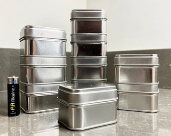 10 stackable aluminium food safe  tins. 59x46x41mm. 75ml capacity