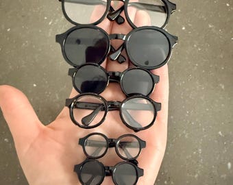 Miniature doll, bear plastic glasses. Choose your size and colour