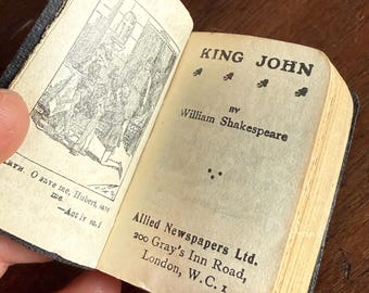 Tiny vintage book. King John by William Shakespeare