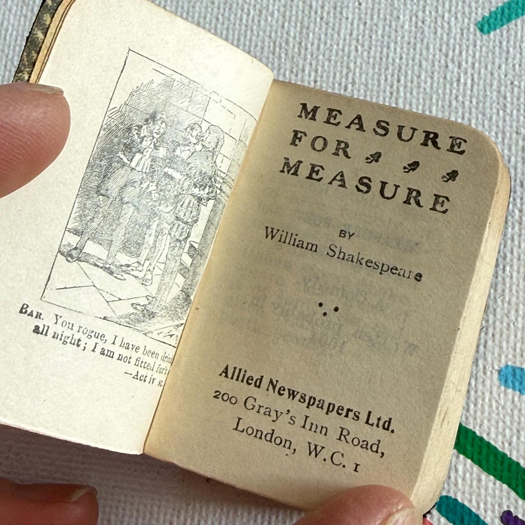 Vintage Miniature Book. Measure for Measure by William Shakespeare - Etsy