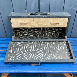 Small vintage handmade wooden toolbox with one drawer