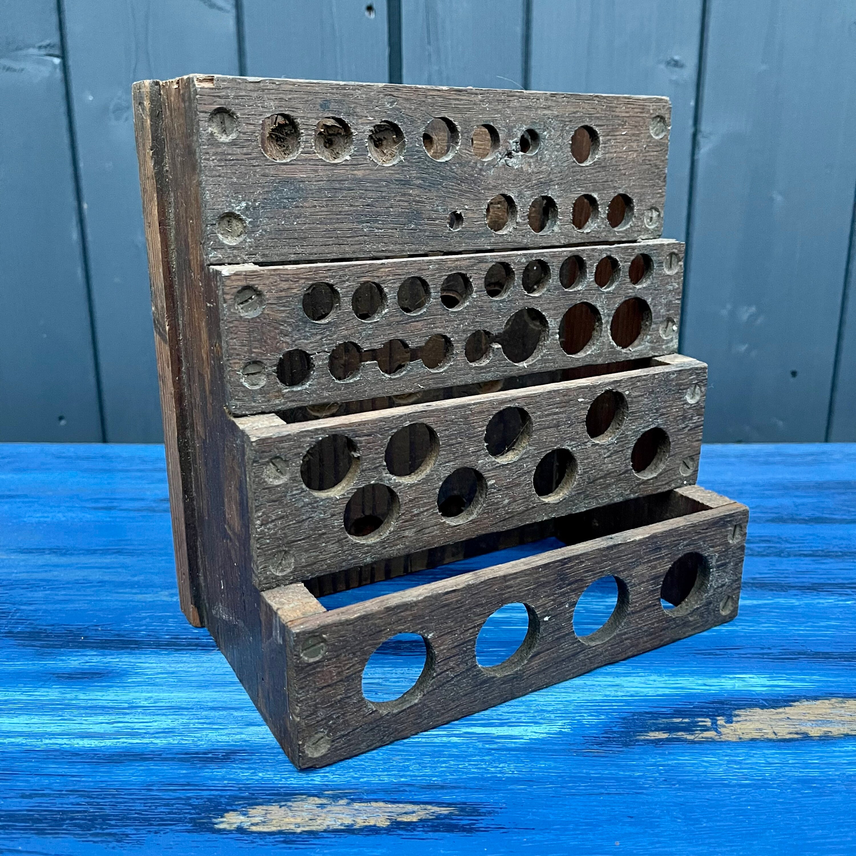 Vintage Handmade Wooden Drill Bit Holder Holds 40 Bits. Barn Etsy