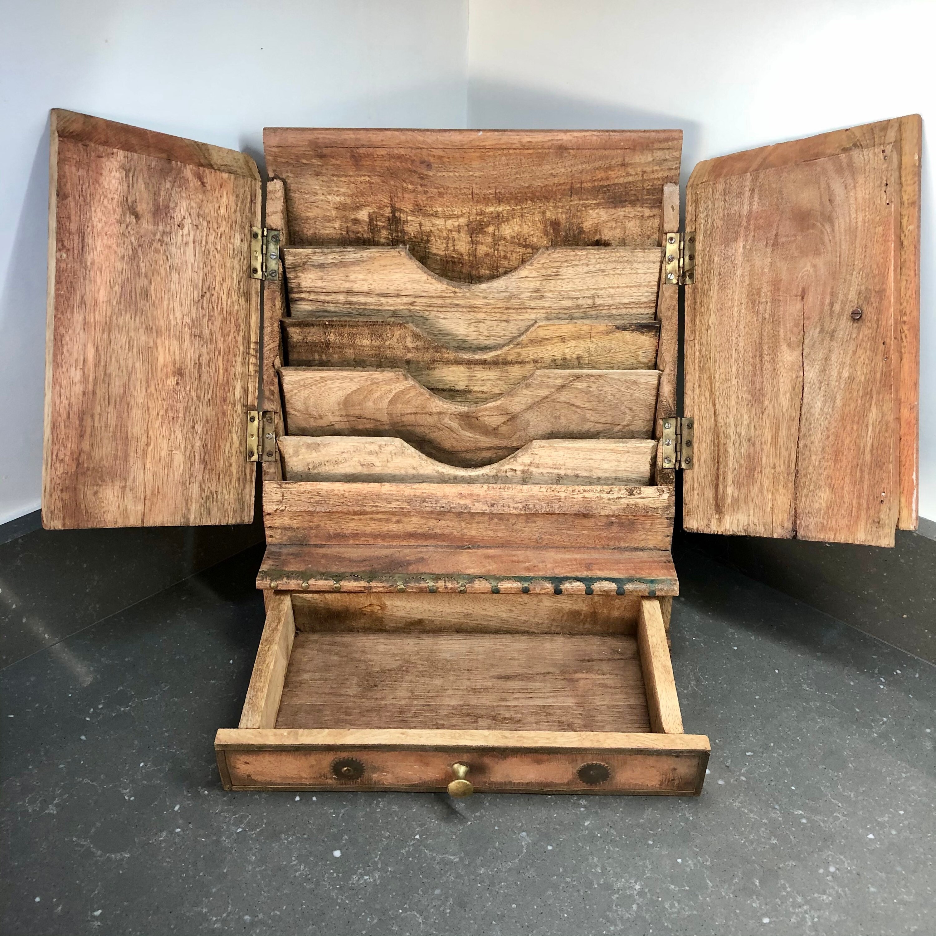 Vintage mango wood stationery with one drawer. Etsy