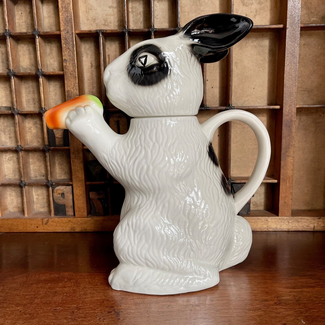 Vintage Tony Wood Bobtail Rabbit Teapot - Etsy