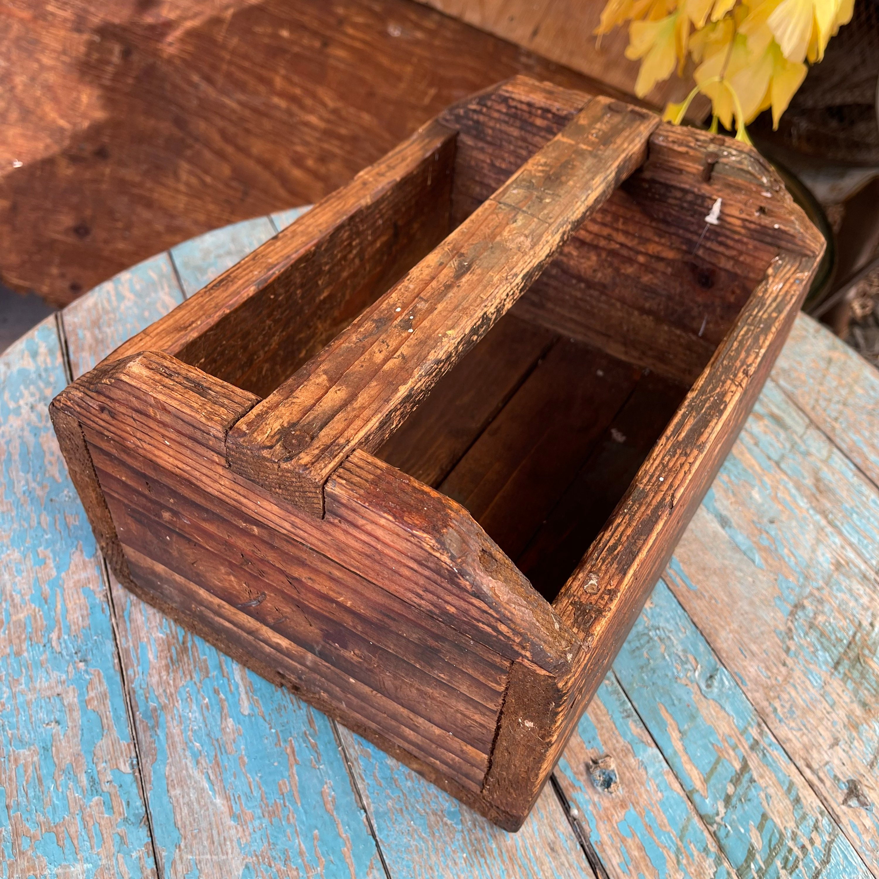 Wood Tool Box Handmade Rustic Wooden Box / Tray / Garden Trug