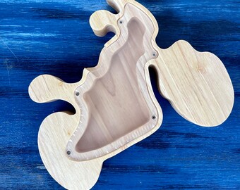 Wooden motorbike motorcycle money box, piggy bank