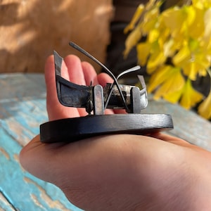 Miniature metal and wood boat, ship, canoe